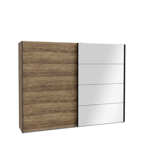 Szafa przesuwna z lustrem 270 cm Świerk Alpejski/Czarny